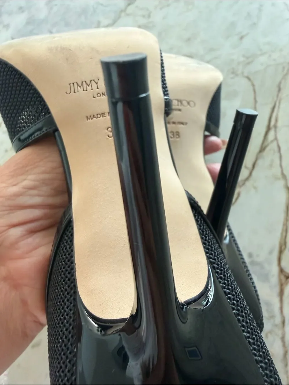 Jimmy Choo Black Pointed Mary Jane Heels